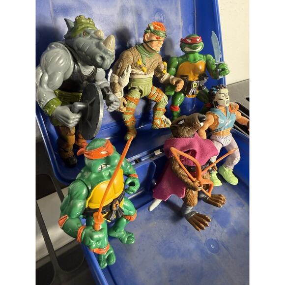 Vintage 1988–1990 TMNT Action Figure Lot Thermos Lunchbox – Playmates - Picture 3 of 16